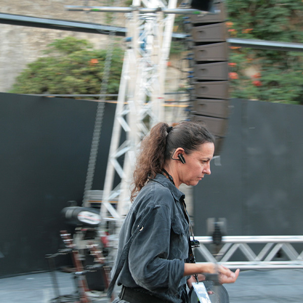 Walking past a building, motion blurred